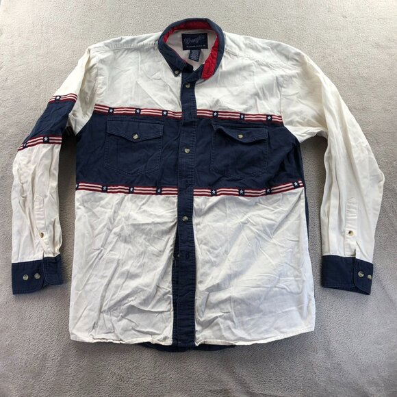 Wrangler Mens Western Shirt Medium Long Sleeve Button Up Patriotic Casual Cotton - Picture 13 of 14